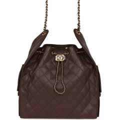 Chanel Medium 25 Hobo Bag Dark Brown Caviar Gold Hardware