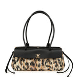 Chanel Small Leopard Print "Urban Essential" East West Shopping Tote Black Calfskin, Brown, Black, White Tweed, Mixed Fibers Gold Hardware - Thumbnail View 1