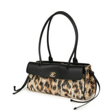 Chanel Small Leopard Print "Urban Essential" East West Shopping Tote Black Calfskin, Brown, Black, White Tweed, Mixed Fibers Gold Hardware - Thumbnail View 5