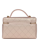 Chanel Top Handle Long Vanity Case with Chain Pink Iridescent Grained Goatskin Gold Hardware - Thumbnail View 4
