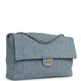 Chanel Maxi "Souplissimo" Large Flap Bag Blue Denim Gold Hardware - Thumbnail View 2