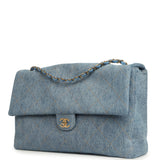 Chanel Maxi "Souplissimo" Large Flap Bag Blue Denim Gold Hardware - Thumbnail View 5