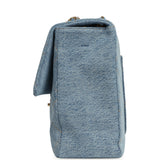 Chanel Maxi "Souplissimo" Large Flap Bag Blue Denim Gold Hardware - Thumbnail View 3