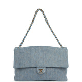 Chanel Maxi "Souplissimo" Large Flap Bag Blue Denim Gold Hardware - Thumbnail View 7