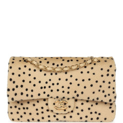 Chanel "Cheetah Print" Medium Flap Bag Light Beige Calf Hair and Black Lambskin Gold Hardware