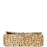 Chanel "Cheetah Print" Medium Flap Bag Light Beige Calf Hair and Black Lambskin Gold Hardware - Thumbnail View 6