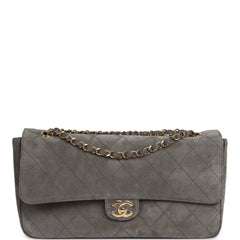 Chanel Maxi "Souplissimo" Small Flap Bag Dark Grey Suede Gold Hardware