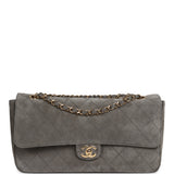 Chanel Maxi "Souplissimo" Small Flap Bag Dark Grey Suede Gold Hardware - Thumbnail View 1