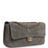 Chanel Maxi "Souplissimo" Small Flap Bag Dark Grey Suede Gold Hardware - Thumbnail View 2
