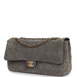 Chanel Maxi "Souplissimo" Small Flap Bag Dark Grey Suede Gold Hardware - Thumbnail View 5