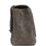 Chanel Maxi "Souplissimo" Small Flap Bag Dark Grey Suede Gold Hardware - Thumbnail View 4