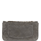 Chanel Maxi "Souplissimo" Small Flap Bag Dark Grey Suede Gold Hardware - Thumbnail View 3