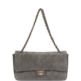 Chanel Maxi "Souplissimo" Small Flap Bag Dark Grey Suede Gold Hardware - Thumbnail View 7