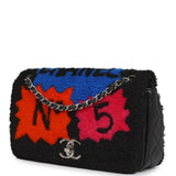 Pre-owned Chanel Medium "Supermarket Comic" Flap Bag Black, Multi Lambskin, Shearling Silver Hardware - Thumbnail View 5
