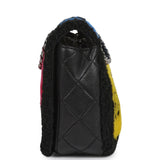 Pre-owned Chanel Medium "Supermarket Comic" Flap Bag Black, Multi Lambskin, Shearling Silver Hardware - Thumbnail View 3