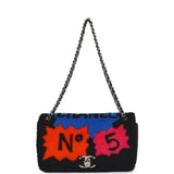 Pre-owned Chanel Medium "Supermarket Comic" Flap Bag Black, Multi Lambskin, Shearling Silver Hardware - Thumbnail View 7