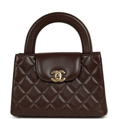 Chanel Small Kelly Shopper Dark Brown Lambskin Gold Hardware
