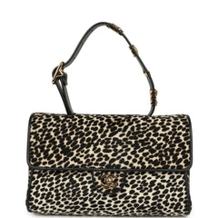 Chanel "Dalmatian Print" Top Handle Flap Bag Black, White Pony Hair, Black Calfskin Gold Hardware