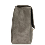 Chanel Maxi "Souplissimo" Large Flap Bag Dark Grey Suede Gold Hardware - Thumbnail View 3