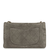 Chanel Maxi "Souplissimo" Large Flap Bag Dark Grey Suede Gold Hardware - Thumbnail View 4