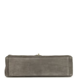 Chanel Maxi "Souplissimo" Large Flap Bag Dark Grey Suede Gold Hardware - Thumbnail View 6