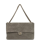 Chanel Maxi "Souplissimo" Large Flap Bag Dark Grey Suede Gold Hardware - Thumbnail View 7