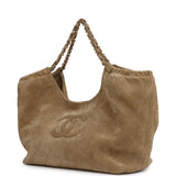Chanel Small CC Cabas Hobo Bag Dark Beige Suede Gold Hardware - Thumbnail View 5