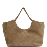 Chanel Small CC Cabas Hobo Bag Dark Beige Suede Gold Hardware - Thumbnail View 4