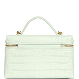 Chanel Top Handle Long Vanity Case with Chain Light Blue Croc Embossed Calfskin Gold Hardware - Thumbnail View 4