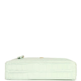 Chanel Top Handle Long Vanity Case with Chain Light Blue Croc Embossed Calfskin Gold Hardware - Thumbnail View 6