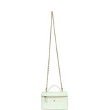 Chanel Top Handle Long Vanity Case with Chain Light Blue Croc Embossed Calfskin Gold Hardware - Thumbnail View 7