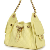 Chanel Mini 25 Hobo Bag Light Yellow Caviar Antique Gold Hardware - Thumbnail View 5