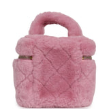 Pre-owned Chanel Small Top Handle Square Vanity Case With Chain Pink Shearling Lambskin Gold Hardware - Thumbnail View 4