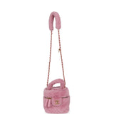 Pre-owned Chanel Small Top Handle Square Vanity Case With Chain Pink Shearling Lambskin Gold Hardware - Thumbnail View 7
