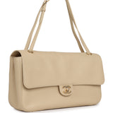 Chanel Maxi "Souplissimo" Small Flap Bag Light Beige Grained Calfskin Gold Hardware - Thumbnail View 2
