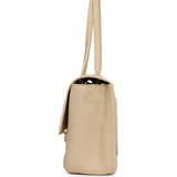 Chanel Maxi "Souplissimo" Small Flap Bag Light Beige Grained Calfskin Gold Hardware - Thumbnail View 3