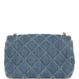 Pre-owned Chanel Medium Distressed Flap Bag Blue Denim Silver Hardware - Thumbnail View 4