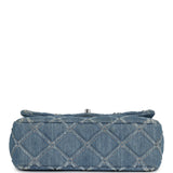 Pre-owned Chanel Medium Distressed Flap Bag Blue Denim Silver Hardware - Thumbnail View 6
