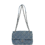 Pre-owned Chanel Medium Distressed Flap Bag Blue Denim Silver Hardware - Thumbnail View 7