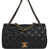 Pre-owned Chanel Medium "Paris-Bombay" Pondicherry Flap Bag Black Aged Calfskin Antique Gold Hardware - Thumbnail View 1