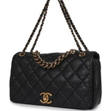 Pre-owned Chanel Medium "Paris-Bombay" Pondicherry Flap Bag Black Aged Calfskin Antique Gold Hardware - Thumbnail View 6