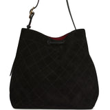 Chanel Large "CC Loop" Drawstring Bucket Bag with Leather Strap Black Suede Gold Hardware - Thumbnail View 4