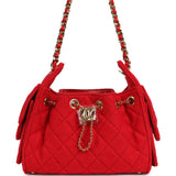 Chanel Mini 25 Hobo Bag Red Wool Felt Gold Hardware - Thumbnail View 1