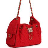 Chanel Mini 25 Hobo Bag Red Wool Felt Gold Hardware - Thumbnail View 2