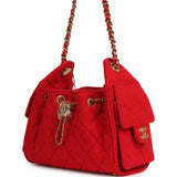 Chanel Mini 25 Hobo Bag Red Wool Felt Gold Hardware - Thumbnail View 5