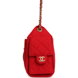 Chanel Mini 25 Hobo Bag Red Wool Felt Gold Hardware - Thumbnail View 3