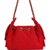 Chanel Mini 25 Hobo Bag Red Wool Felt Gold Hardware - Thumbnail View 4