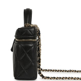 Chanel Top Handle Long Vanity Case with Chain Black Lambskin Light Gold Hardware - Thumbnail View 3