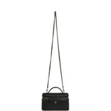 Chanel Top Handle Long Vanity Case with Chain Black Lambskin Light Gold Hardware - Thumbnail View 7