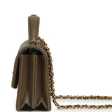 Chanel Trendy Top Handle Clutch with Chain Dark Khaki Caviar Gold Hardware - Thumbnail View 4